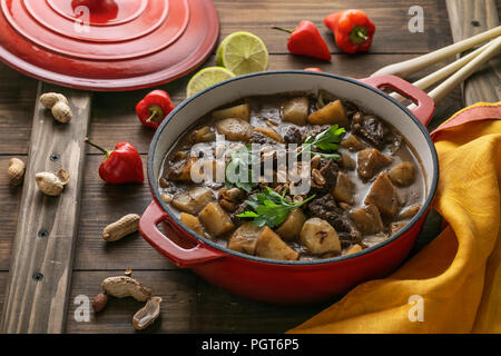 Close view of massaman curry in a big pot Stock Photo