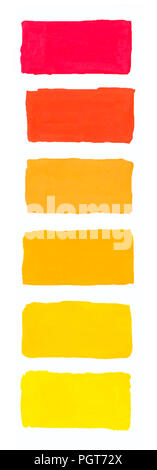 palette of gouache, all the colors of the rainbow colors list of colors squares. warm colors Stock Photo