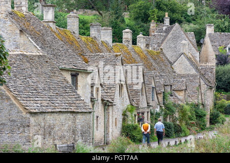 Cotswold stone cottages, Arlington Row, Bibury, Gloucestershire, England, United Kingdom Stock Photo