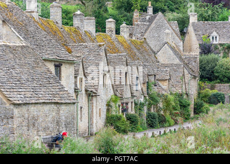 Cotswold stone cottages, Arlington Row, Bibury, Gloucestershire, England, United Kingdom Stock Photo