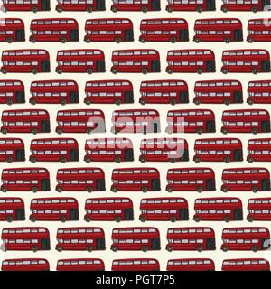 Cartoon style double decker seamless pattern Stock Vector