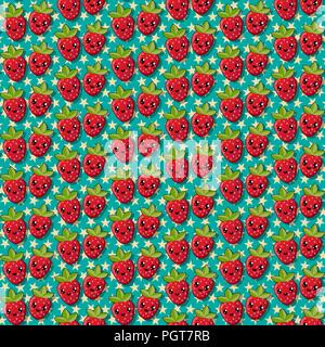 Happy strawberry seamless patern for design Stock Vector