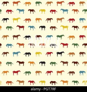 Horses seamless pattern in colors Stock Vector