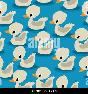 White ducklings seamless pattern design Stock Vector