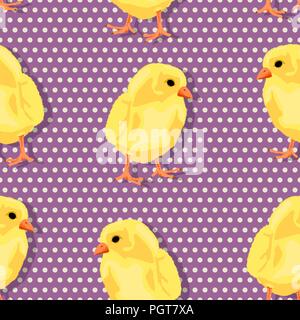 Happy Easter Pop Art seamless pattern with baby chicks Stock Vector