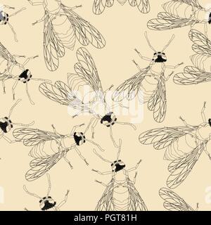 Seamless pattern design with bees Stock Vector