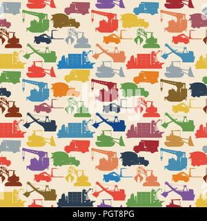 Heavy construction machines seamless pattern Stock Vector