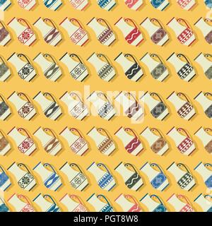 Seamless pattern design with decorative clay ceramics Stock Vector