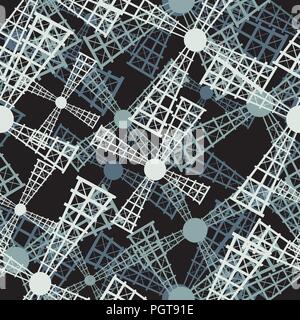 Seamless windmill pattern design, abstract art Stock Vector