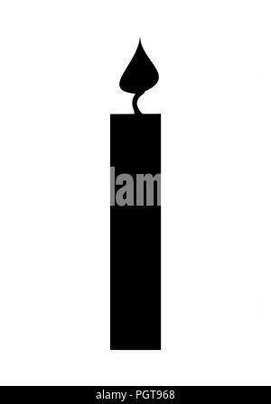 Dark silhouette of a lit candle isolated on white background Stock Vector