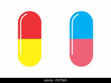 Medicine capsules isolated on white background. Colored illustration. Stock Vector