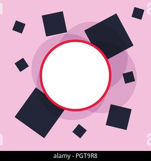 Simple flat white circle on geometric background. Stock Vector