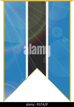 Luxury vertical ribbon with Botswana flag framed in gold Stock Vector
