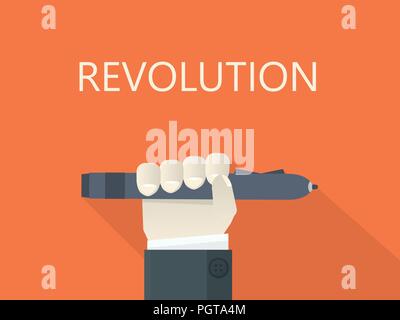 Hand holding digital pen, revolution concept Stock Vector