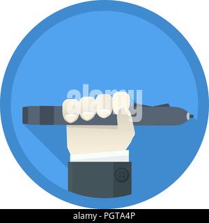 Flat style icon with hand holding digital pen Stock Vector