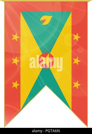 Luxury vertical ribbon with Grenada flag framed in gold Stock Vector