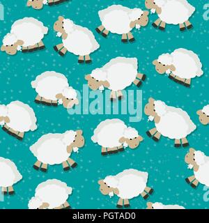Fantasy seamless pattern design with sheeps on a starry field Stock Vector
