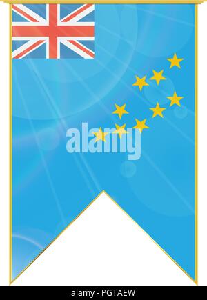 Luxury vertical ribbon with Tuvalu flag framed in gold Stock Vector