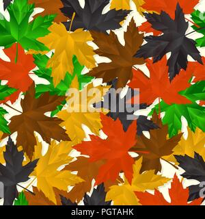 Seamless pattern design of autumn leaves Stock Vector