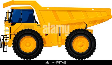 Heavy duty dump truck tipper drawing on white Stock Vector