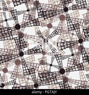 Windmills seamless pattern design, abstract art Stock Vector
