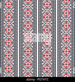 Seamless pattern design inspired by Romanian traditional embroidery Stock Vector