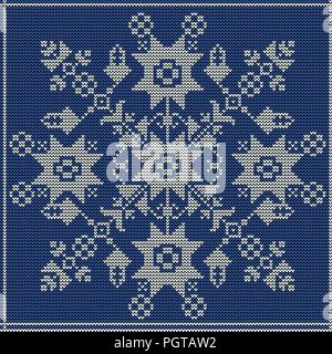 Winter holidays knitted pattern design Stock Vector