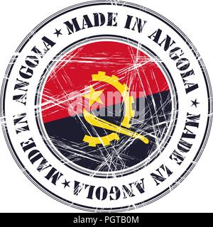Made in Angola grunge rubber stamp with flag Stock Vector