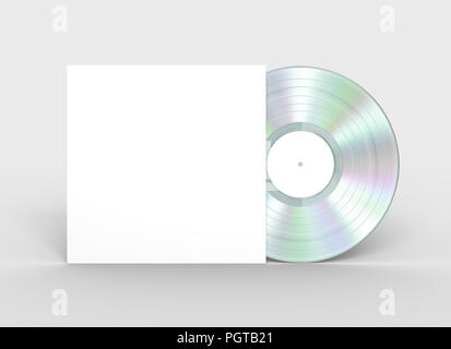 Platinum Vinyl Record And White Paper Case. 3D Illustration. Stock Photo