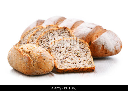 Composition with assorted bakery products isolated on white Stock Photo