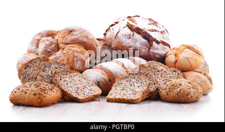 Composition with assorted bakery products isolated on white Stock Photo
