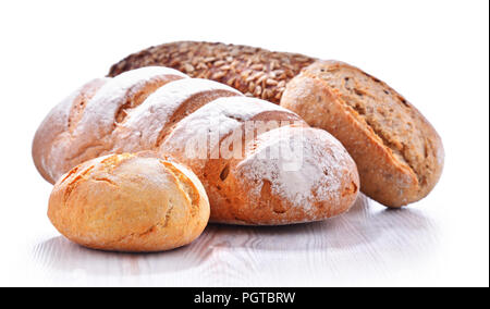 Composition with assorted bakery products isolated on white Stock Photo