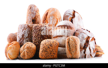 Composition with assorted bakery products isolated on white Stock Photo