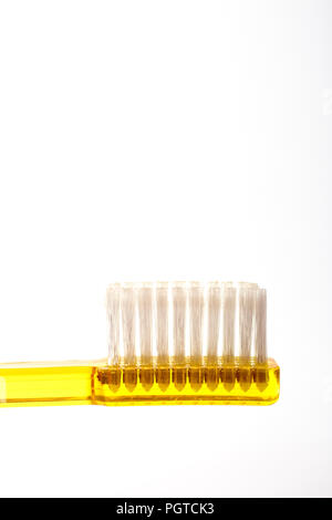 Close up of a toothbrush isolated on a white background with space for copy Stock Photo