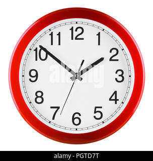 Wall clock isolated on white background. Ten to two. Stock Photo