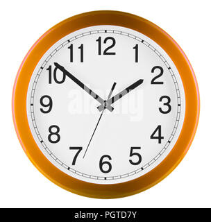 Wall clock isolated on white background. Ten to two. Stock Photo