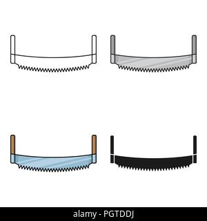 Two-man saw icon in cartoon style isolated on white background. Sawmill and timber symbol vector illustration. Stock Vector