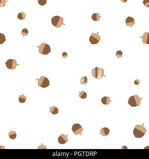 Acorn seamless pattern. Vector illustration. Isolated white background. Stock Vector