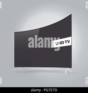 Curved smart LED TV series isolated on gray background Stock Vector