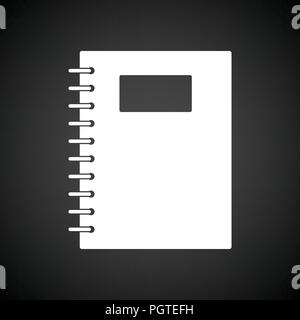 Exercise book with pen icon. Black background with white. Vector illustration. Stock Vector