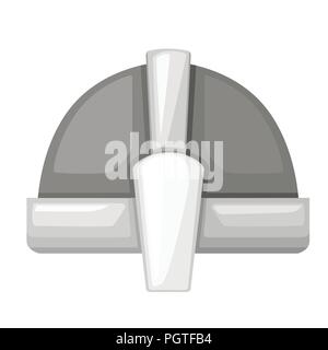 Norman culture. Medieval metal knight helmet. Silver colored armor. Warrior knight logo, emblem, symbol, sport mascot. Flat vector illustration isolat Stock Vector