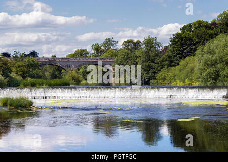 Tadcaster Weir is on the River Wharfe in the town of Tadcaster (North Yorkshire) but there appears to be very little information on its history. Stock Photo