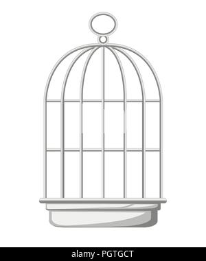 Silver bird cage icon. Flat vector illustration isolated on white background. Stock Vector