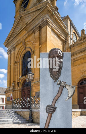 The Neoclassical Saint Peter and Paul's church / Église Saints-Pierre-et-Paul in the city Bouillon, Luxembourg Province, Belgian Ardennes, Belgium Stock Photo