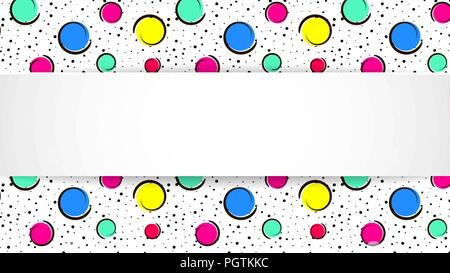 Pop art colorful confetti background. Big colored spots and circ Stock Vector