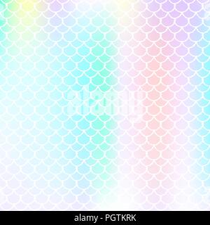 Gradient mermaid background with holographic scales. Stock Vector