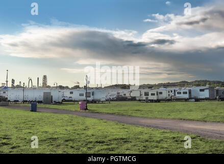 Recreational vehicle park for exhibitors at a state fair Stock Photo