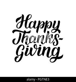 Happy thanksgiving brush hand lettering with sketched maple leaves ...