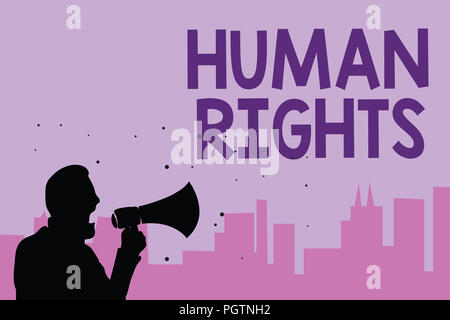 Writing note showing Human Rights. Business concept for Moral ...