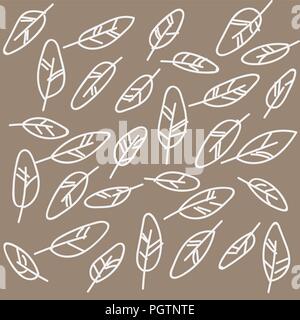 Vector Feather background, retro pattern, ethnic doodle collection, tribal design. Illustration with different indian feathers Stock Vector